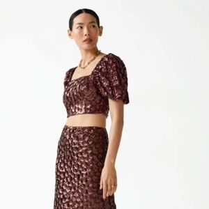 & Other Stories Sequin Crop Top Two-Piece Set
